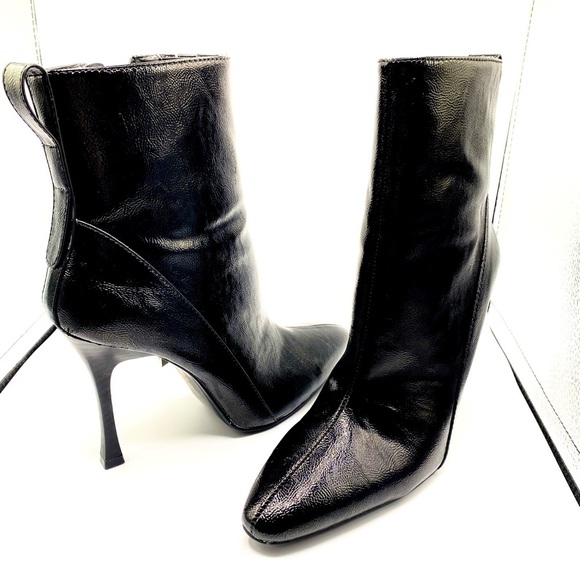 Black Shiny Ankle Boots with High Heels- Size EU39 /US8 - Picture 2 of 14